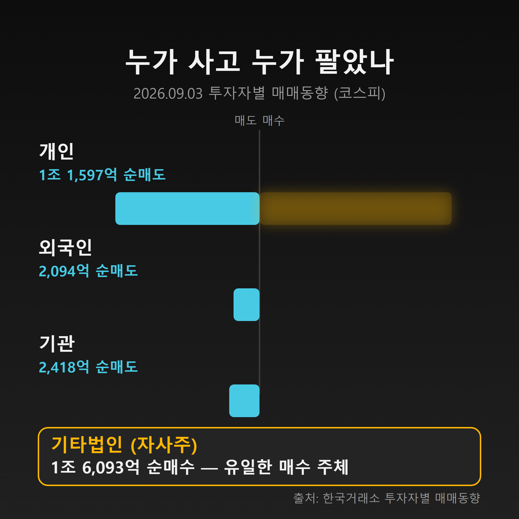 투자자별 수급 현황 — 자사주만 순매수